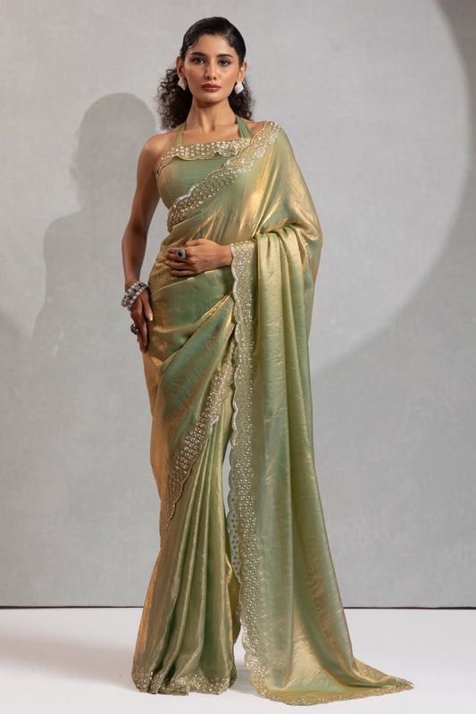 Green Satin Silk Stone Work Saree-ZB134884_1_SareeButa.com