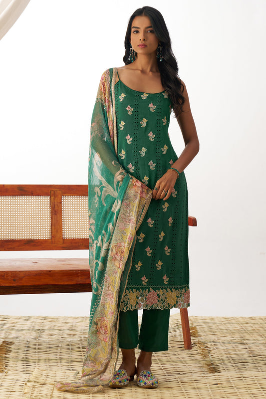 Green Readymade Schiffli Organza Suit-SS443_1_SareeButa.com