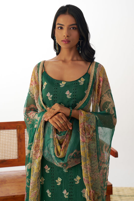 Green Readymade Schiffli Organza Suit-SS443_2_SareeButa.com