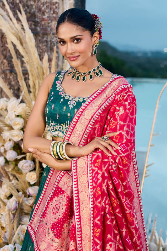 Green Semi-Stitched Embroidered Silk Lehenga-SAR10693_2_SareeButa.com