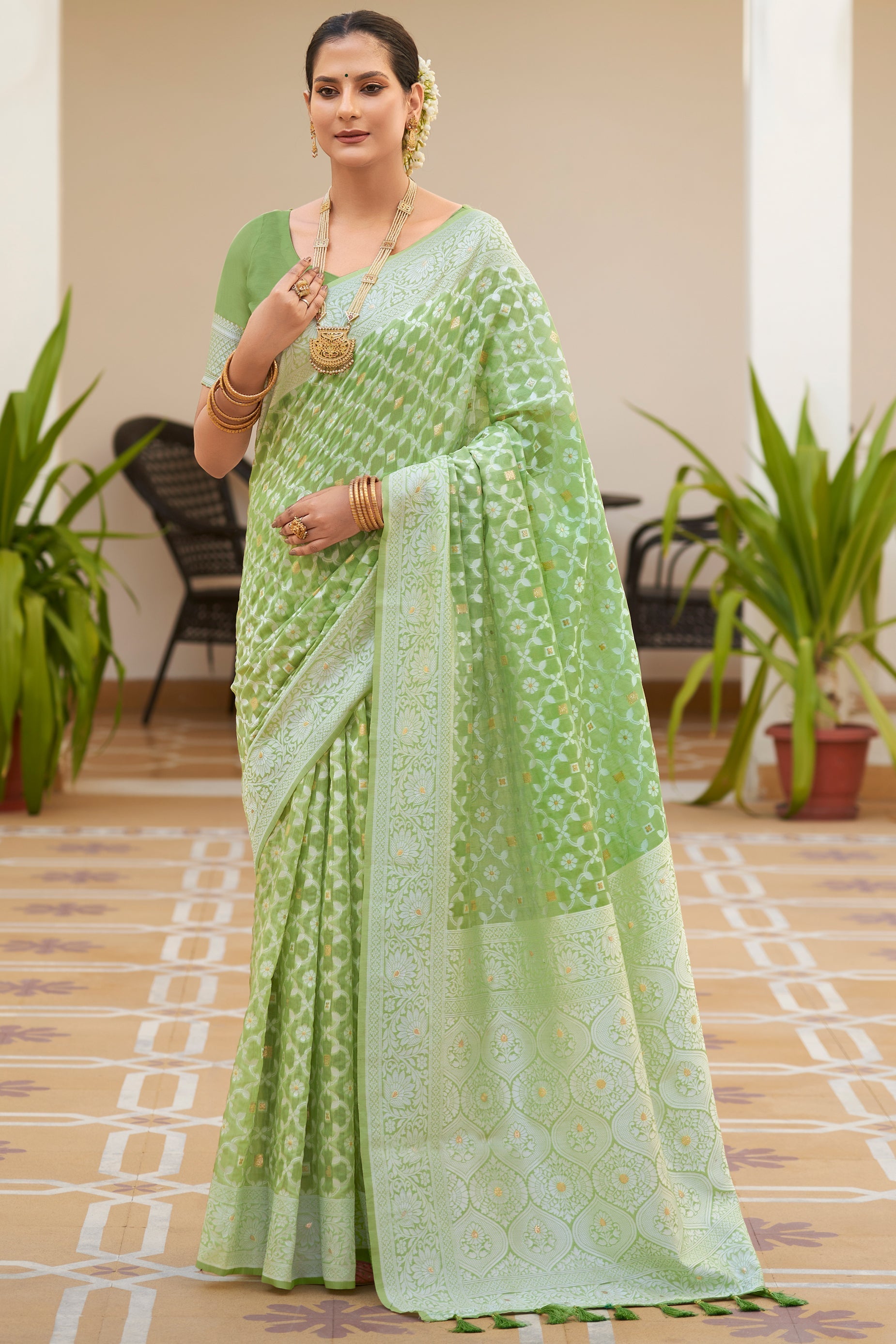 green-woven-cotton-saree-zb132452_1_SareeButa.com