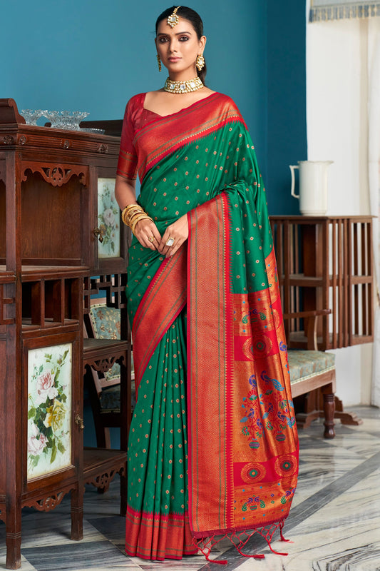 Green Silk Paithani Saree-ZB132297_1