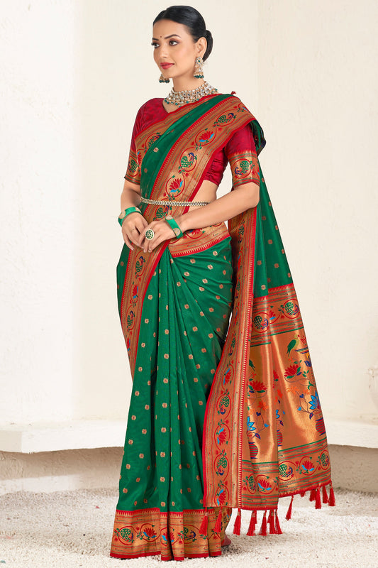 Green Silk Paithani Saree-ZB132390_1