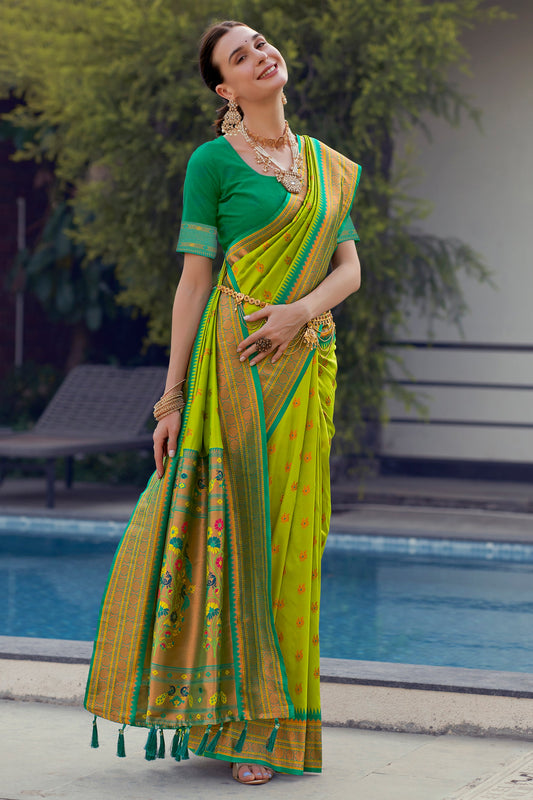 Green Silk Paithani Saree-ZB132427_1