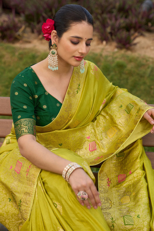 Green Silk Saree with Meenakari Weave-ZB134481_2_SareeButa.com