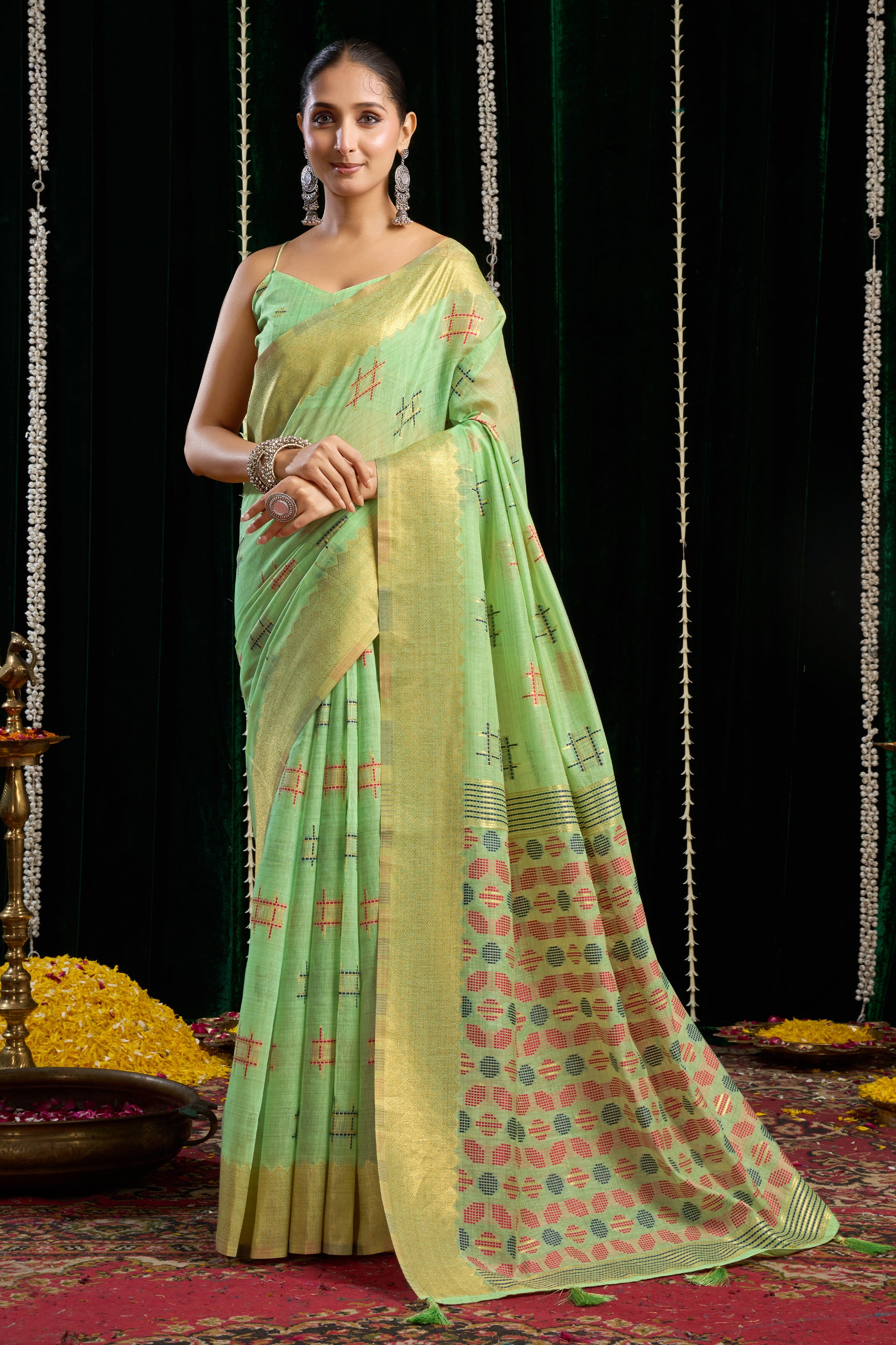 Green Soft Spun cotton Saree-SAR12625_1_SareeButa.com