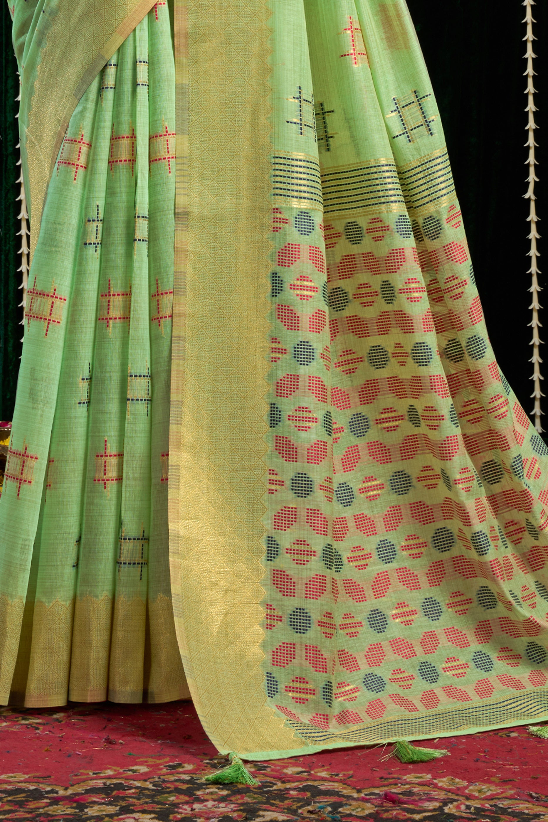 Green Soft Spun cotton Saree-SAR12625_4_SareeButa.com