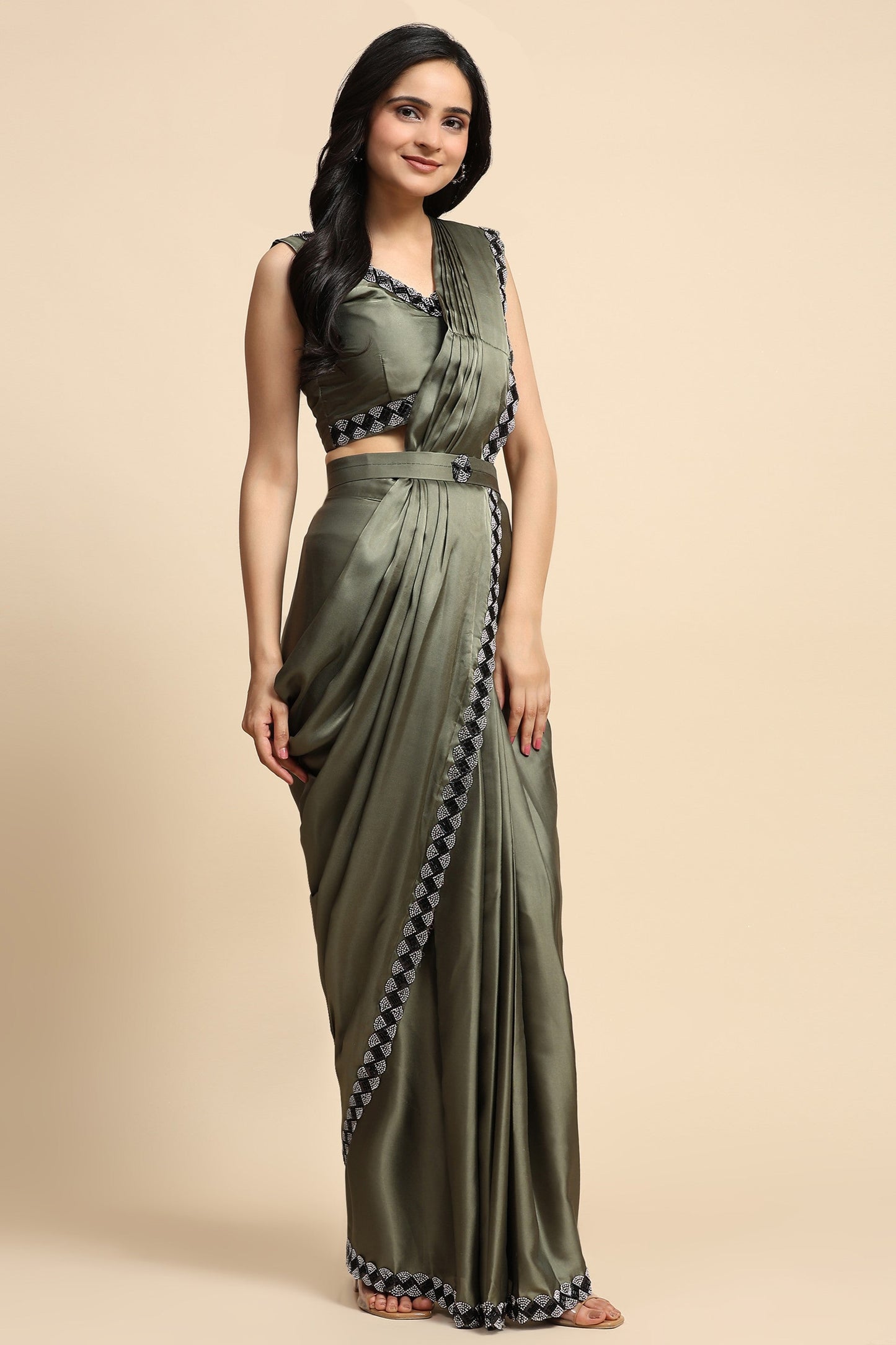 Green Stone Work Satin Saree-ZB133382_2_SareeButa.com