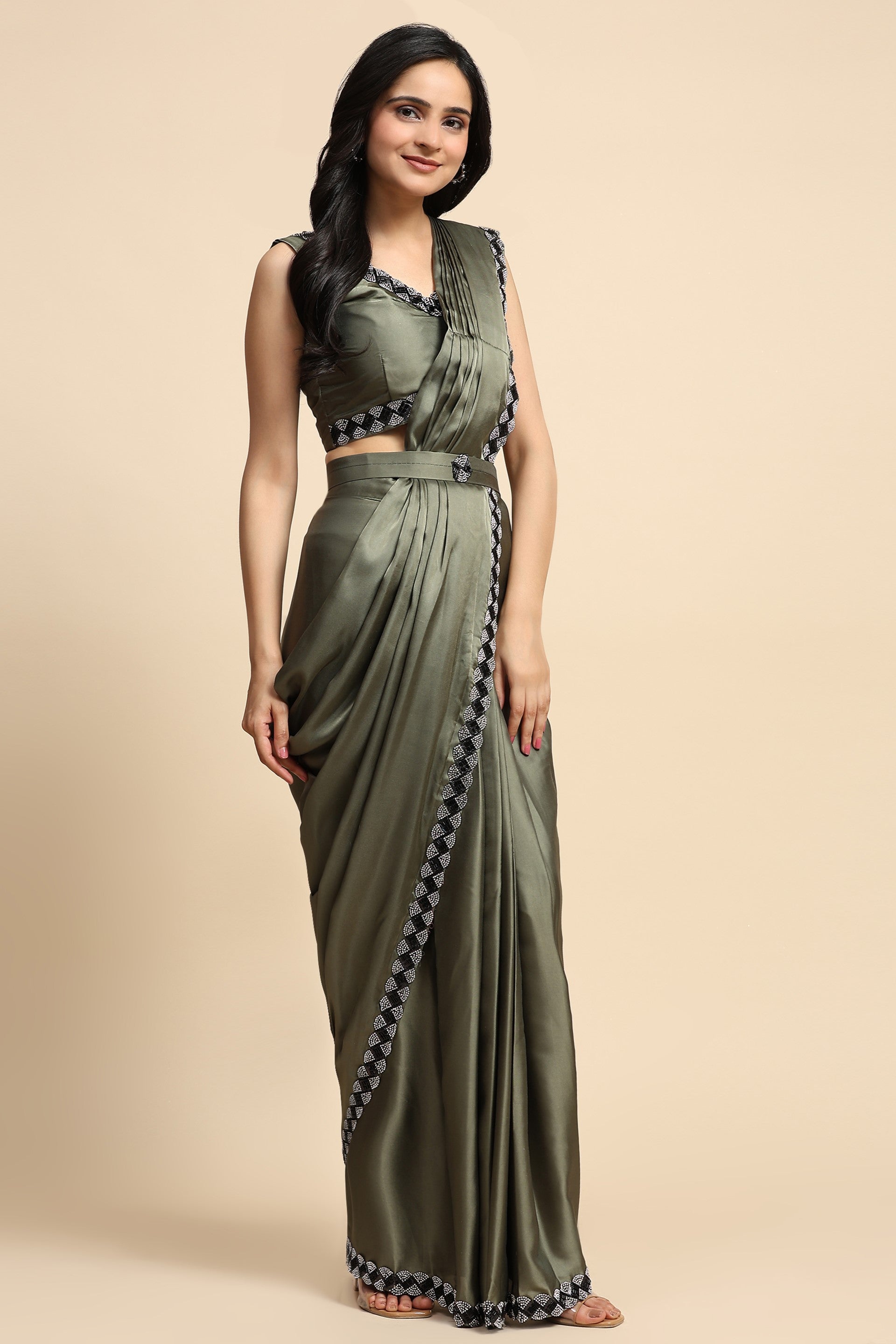 Green Stone Work Satin Saree-ZB133382_2_SareeButa.com