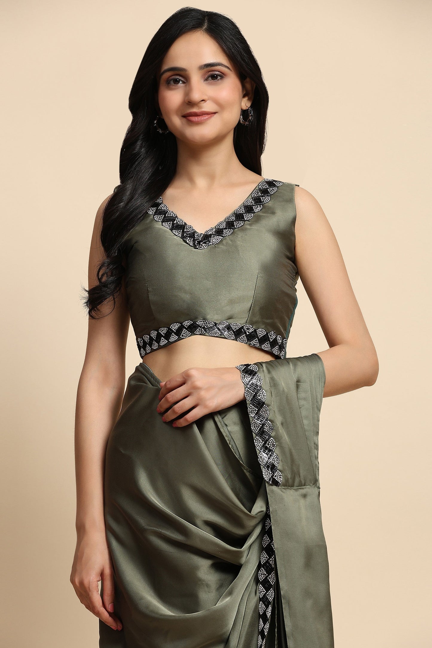Green Stone Work Satin Saree-ZB133382_3_SareeButa.com