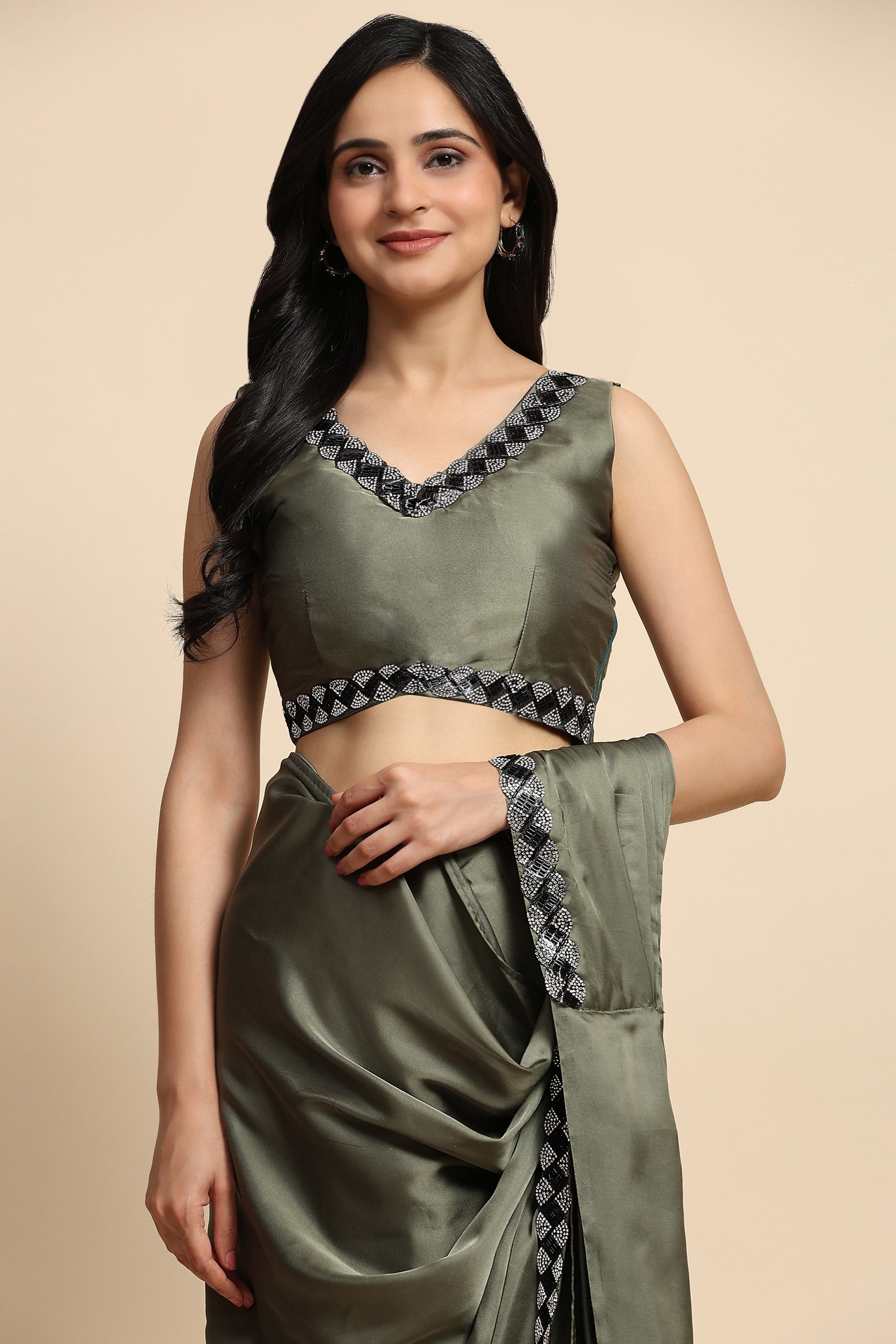 Green Stone Work Satin Saree-ZB133382_3_SareeButa.com