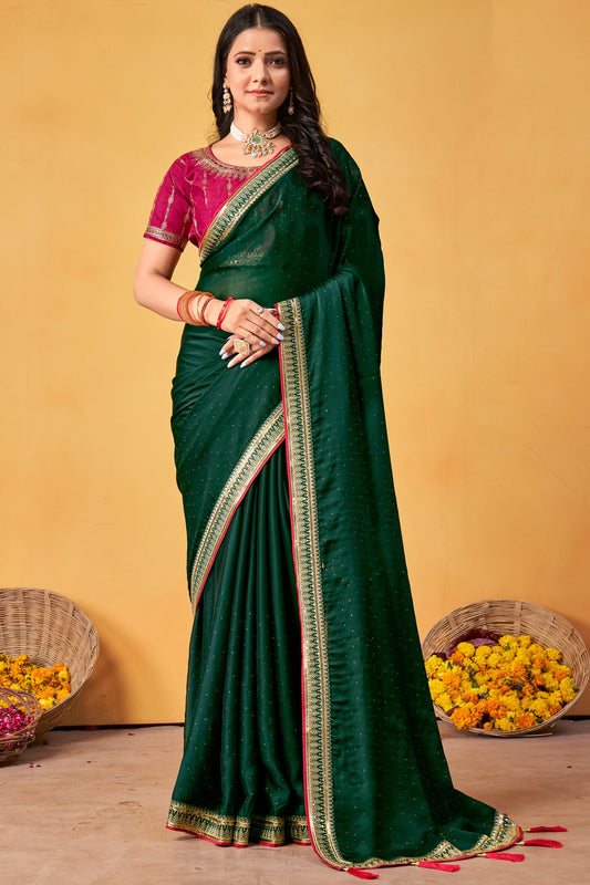 Green Stone Work Silk Saree-ZB134000_1_SareeButa.com