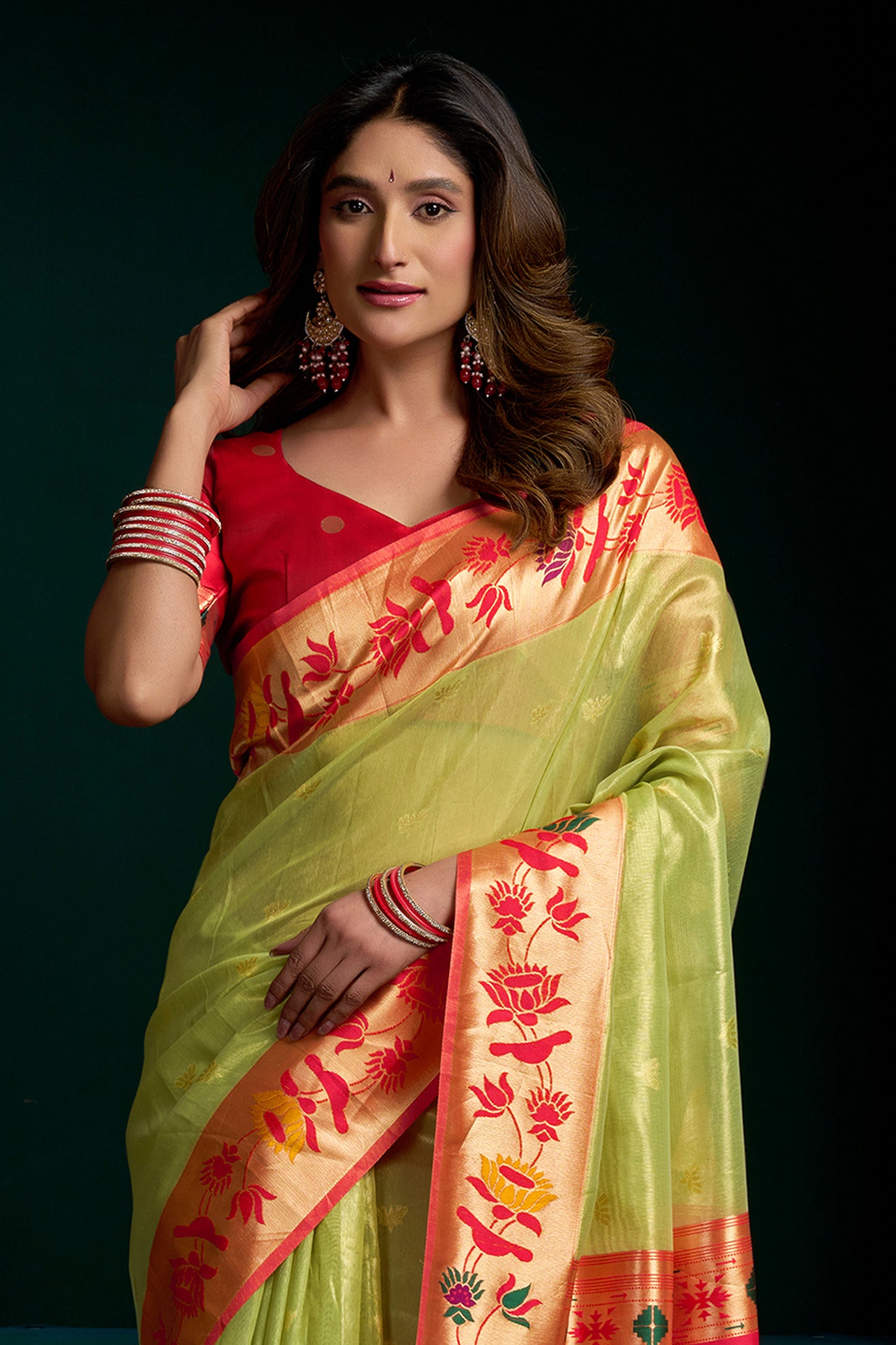 Green Tissue Paithani Saree-SAR12699_3_SareeButa.com