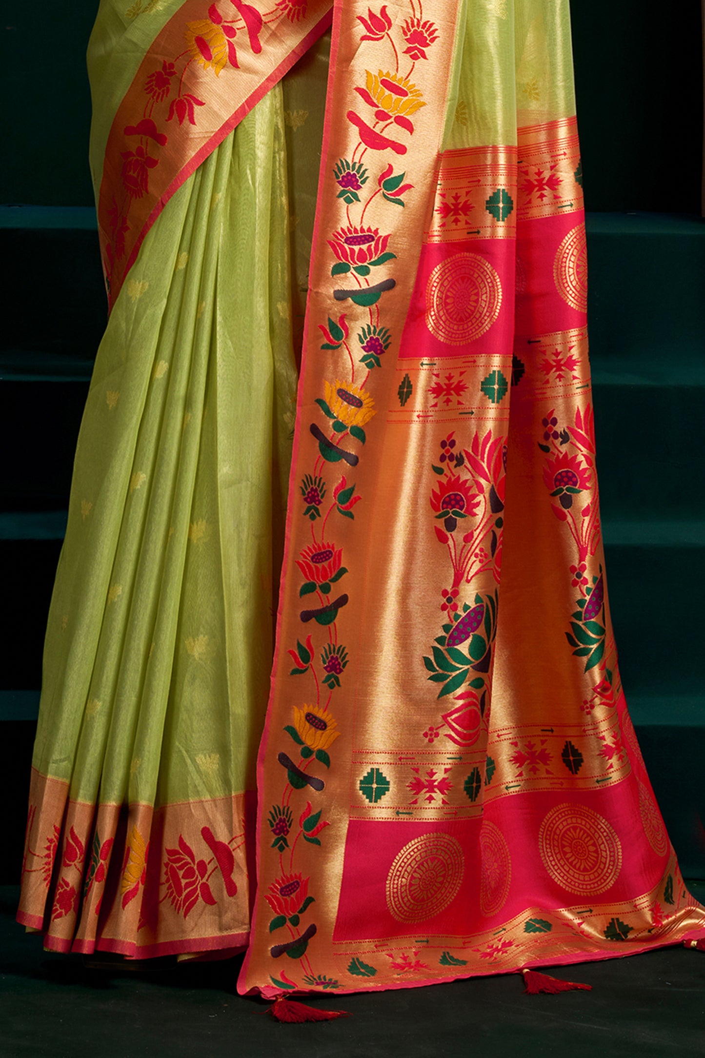 Green Tissue Paithani Saree-SAR12699_4_SareeButa.com
