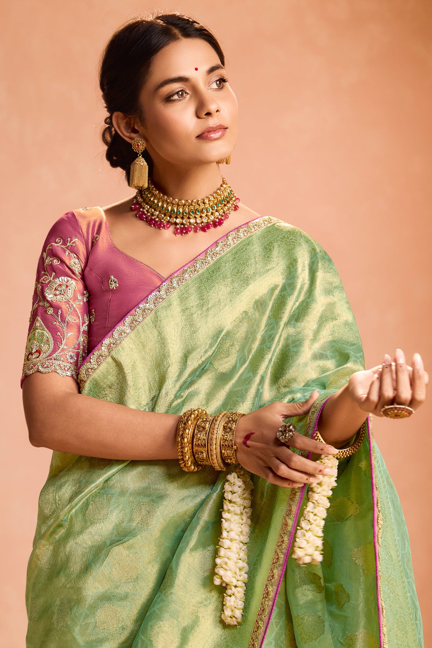 Green Tissue Silk Saree with Zari Work-ZB133861_2_SareeButa.com