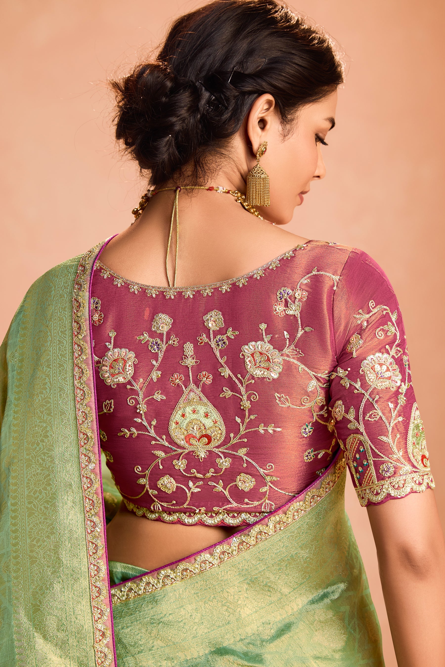 Green Tissue Silk Saree with Zari Work-ZB133861_3_SareeButa.com