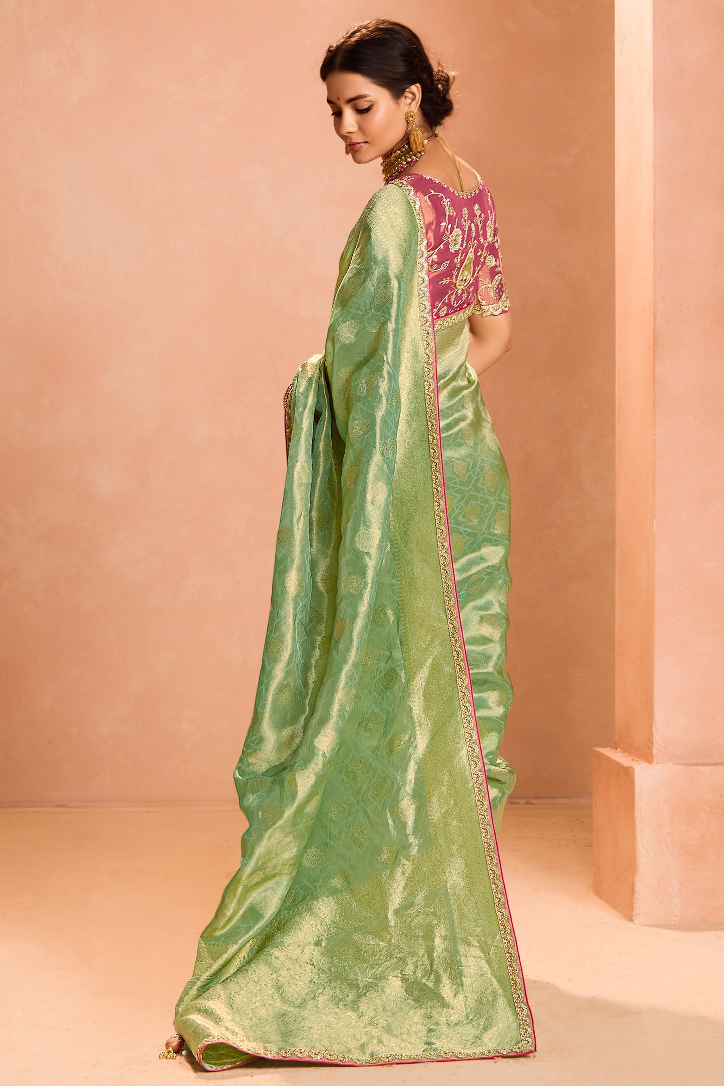 Green Tissue Silk Saree with Zari Work-ZB133861_4_SareeButa.com