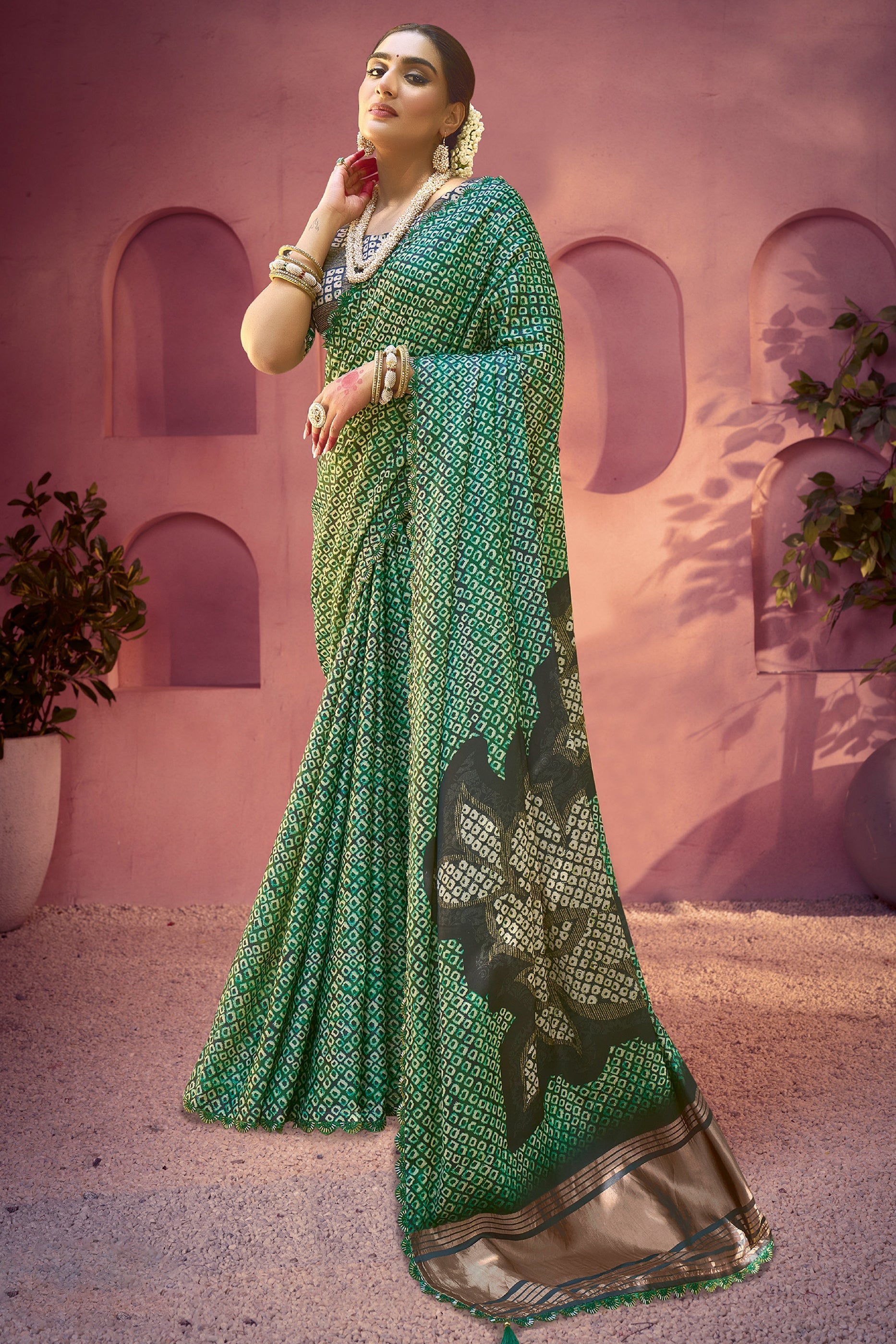 Green Traditional Print Gajji Silk Saree-SAR10894_1_SareeButa.com