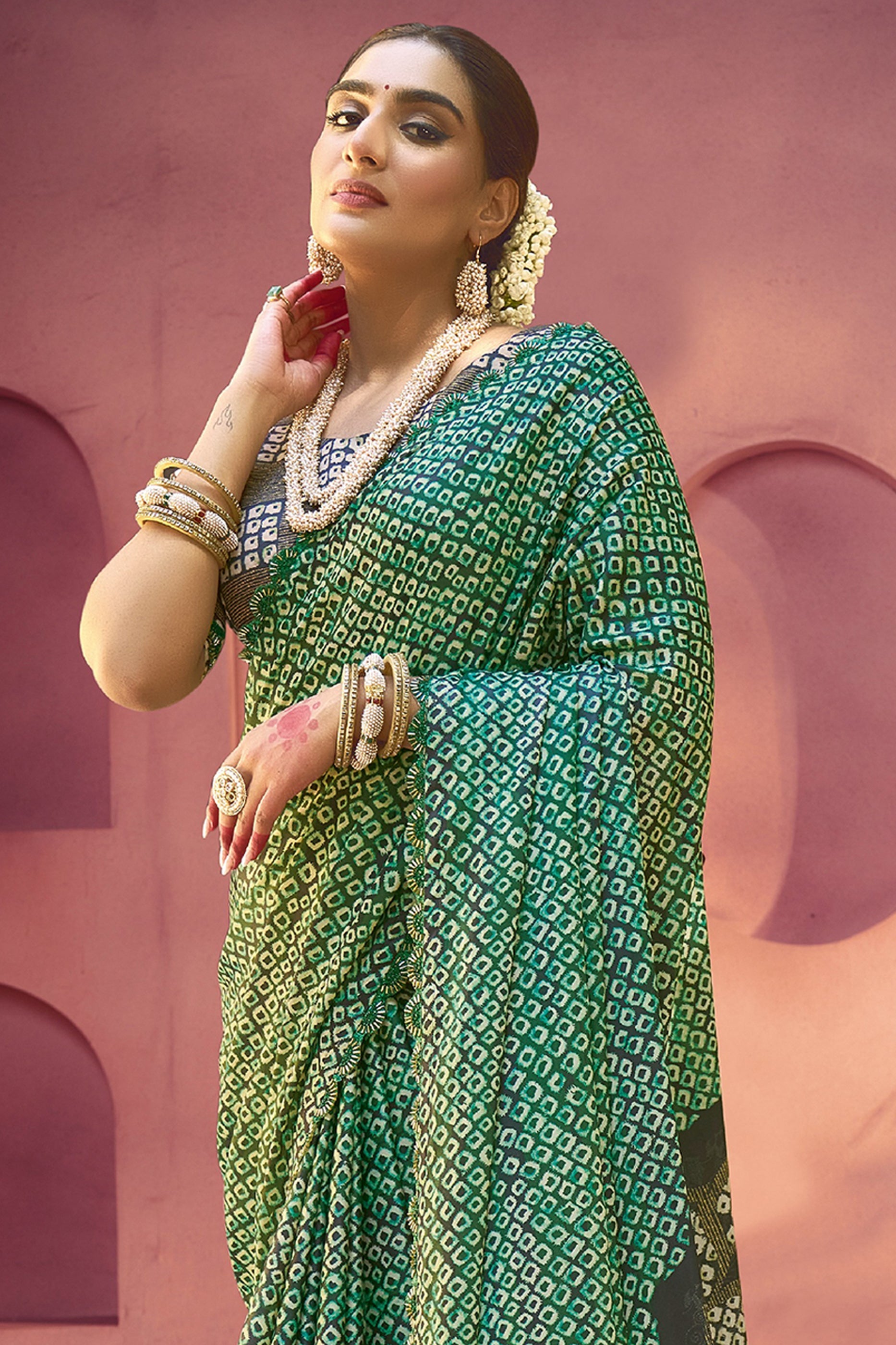 Green Traditional Print Gajji Silk Saree-SAR10894_2_SareeButa.com