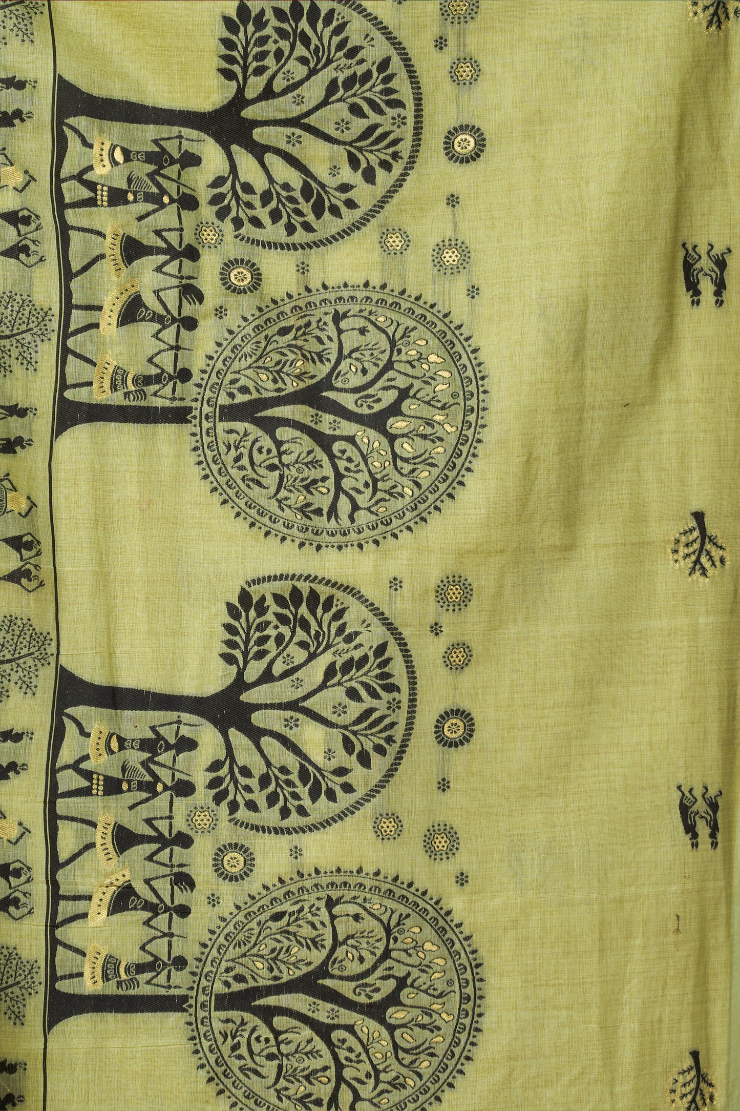 Green Warli Print Modal Cotton Saree-SAR12685_3_SareeButa.com