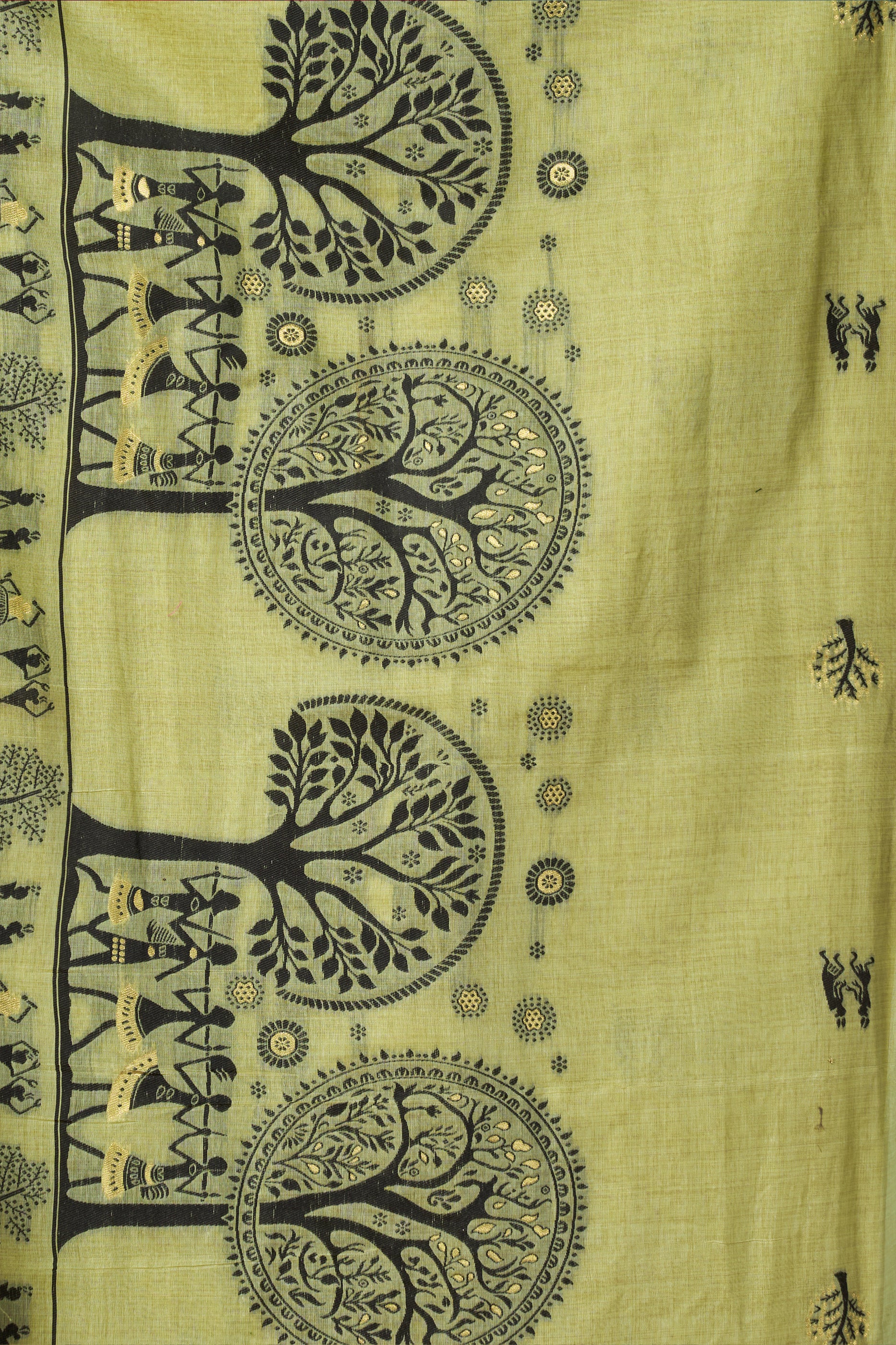 Green Warli Print Modal Cotton Saree-SAR12685_3_SareeButa.com