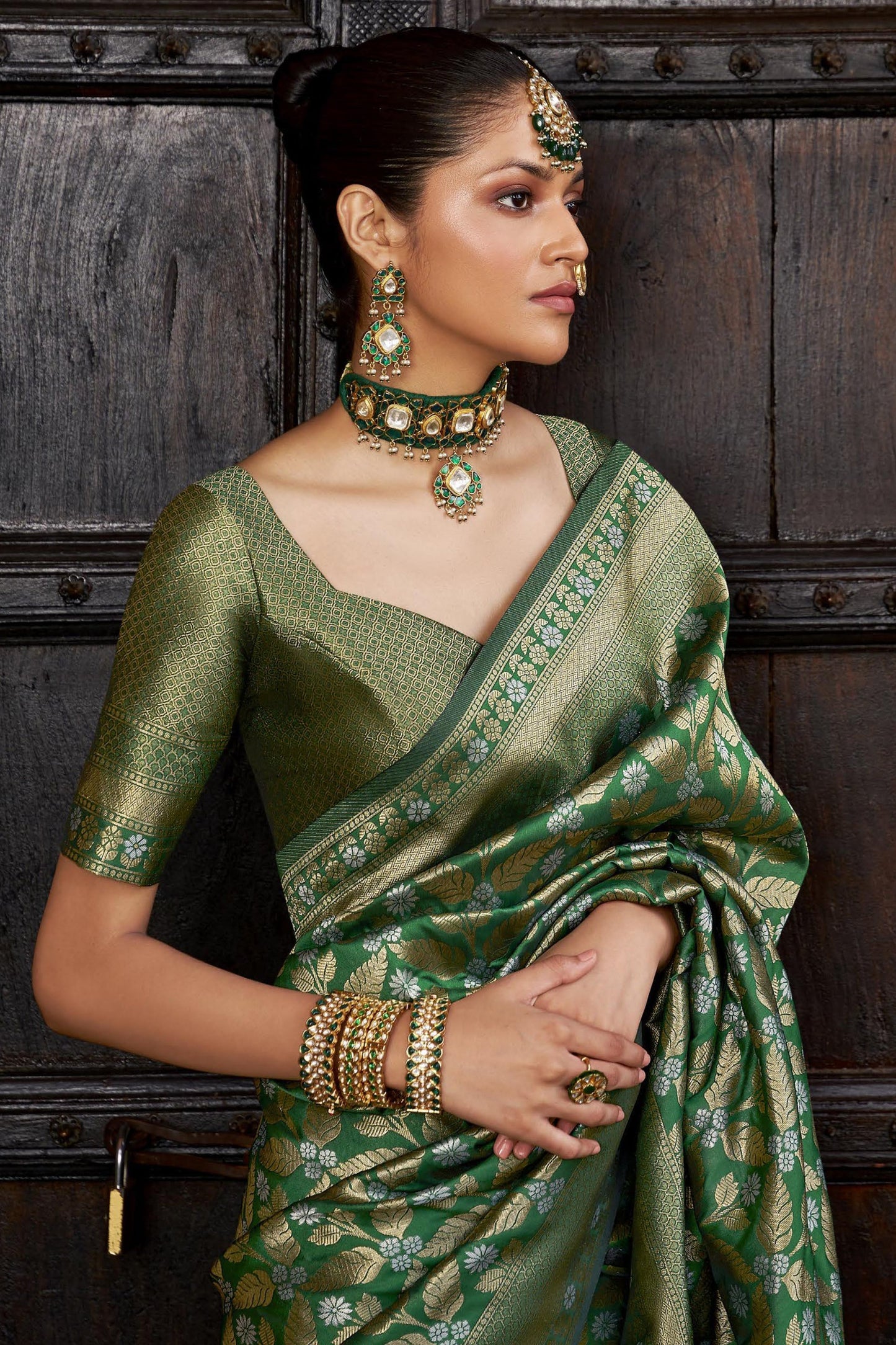 Green Woven Banarasi Saree-ZB133389_2_SareeButa.com