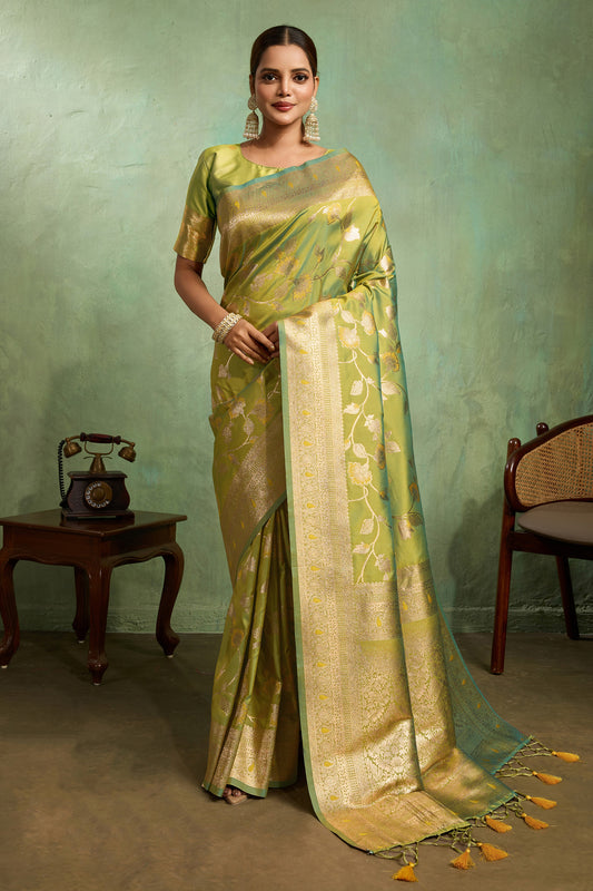 Green Woven Banarasi Silk Saree-SAR11795_1_SareeButa.com