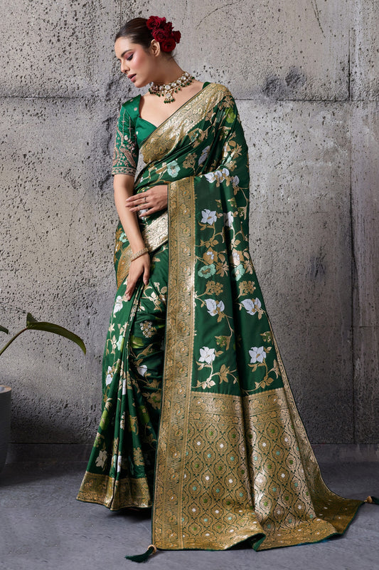 Green Woven Banarasi Silk Saree-SAR12526_1_SareeButa.com