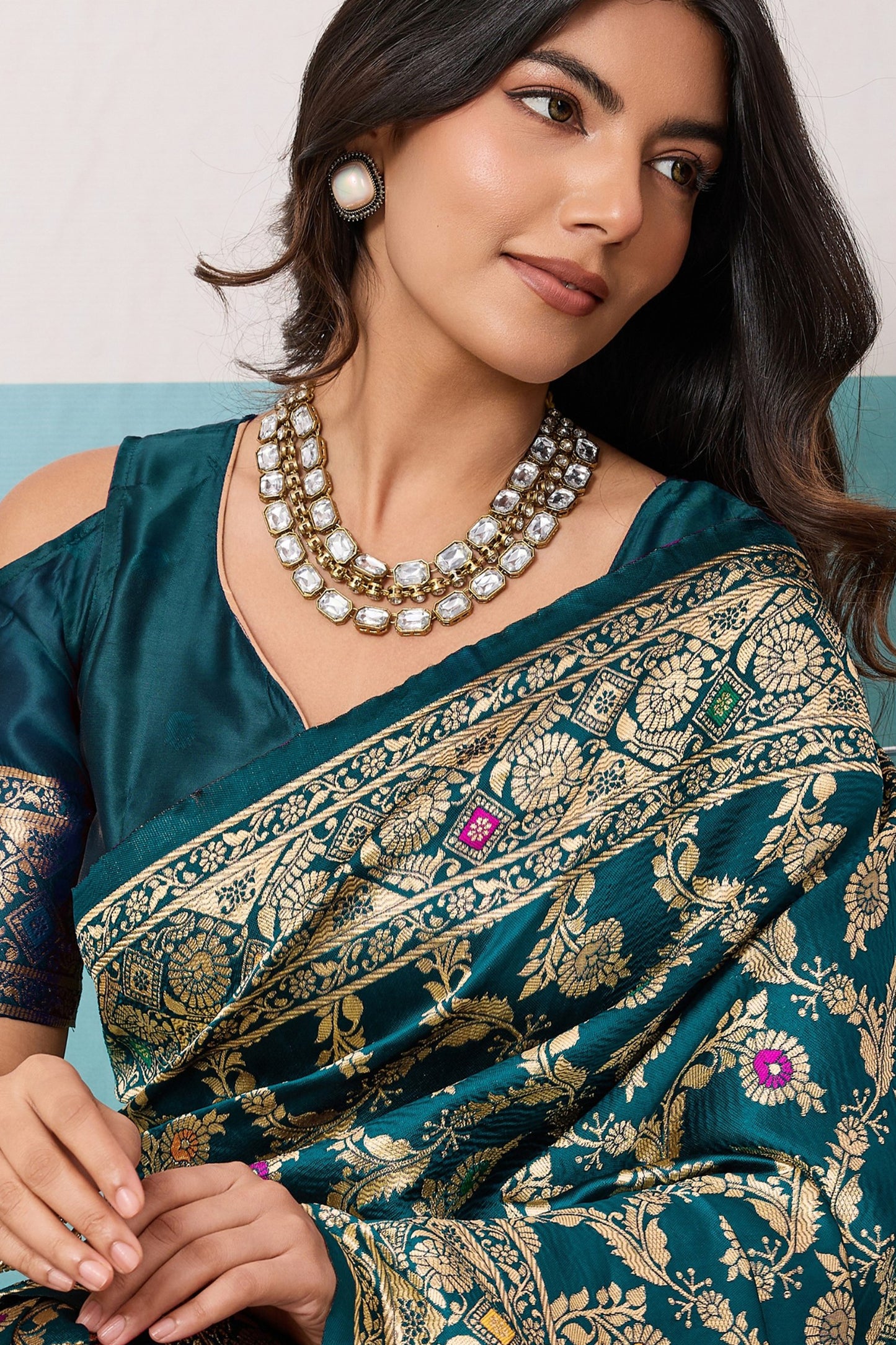 Green Woven Banarasi Silk Saree-SAR12563_2_SareeButa.com
