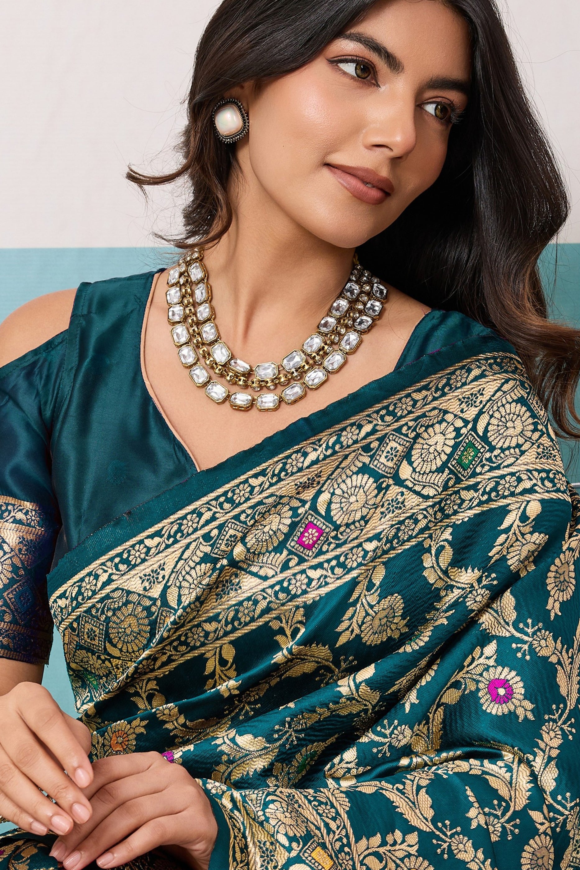 Green Woven Banarasi Silk Saree-SAR12563_2_SareeButa.com
