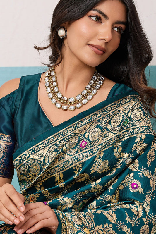 Green Woven Banarasi Silk Saree-SAR12563_2_SareeButa.com