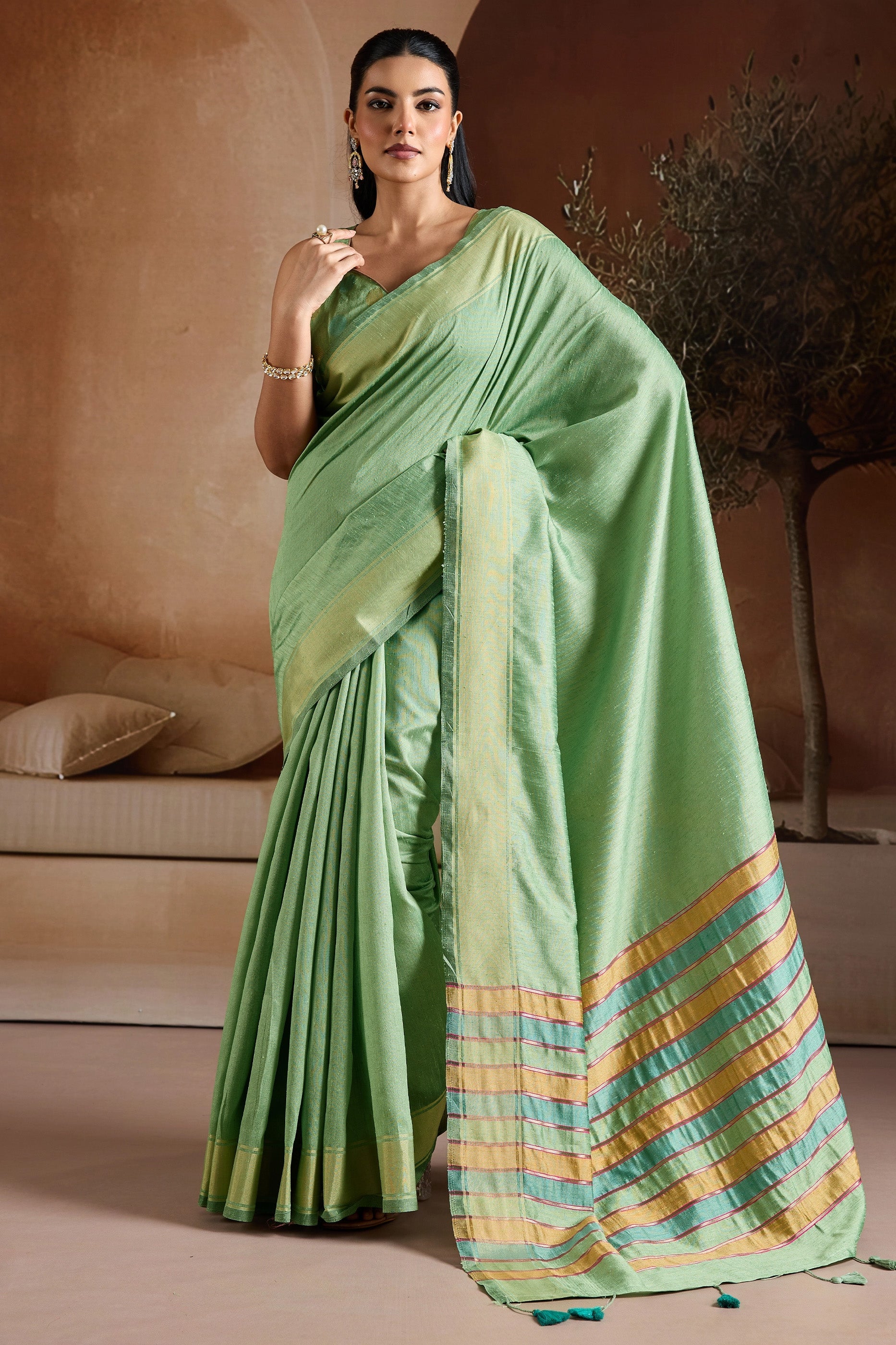 Green Woven Bhagalpuri Silk Saree-SAR11191_1_SareeButa.com