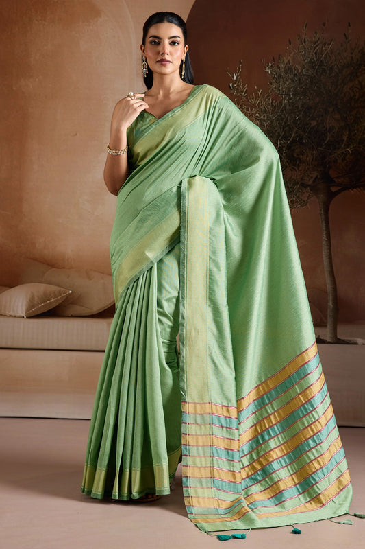 Green Woven Bhagalpuri Silk Saree-SAR11191_1_SareeButa.com