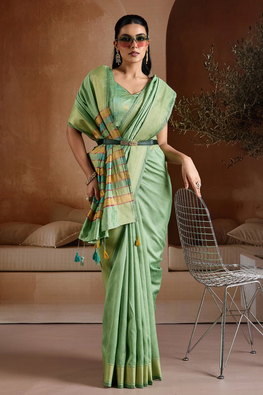 Green Woven Bhagalpuri Silk Saree-SAR11191_2_SareeButa.com