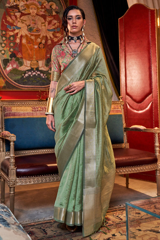 Green Woven Chiffon Saree-ZB133012_1_SareeButa.com