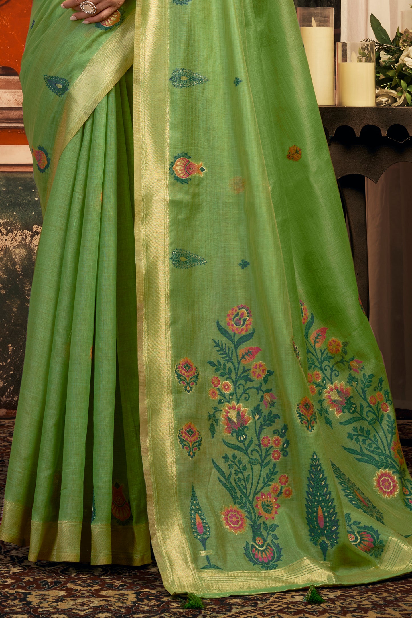 Green Woven Cotton Saree-SAR12747_5_SareeButa.com
