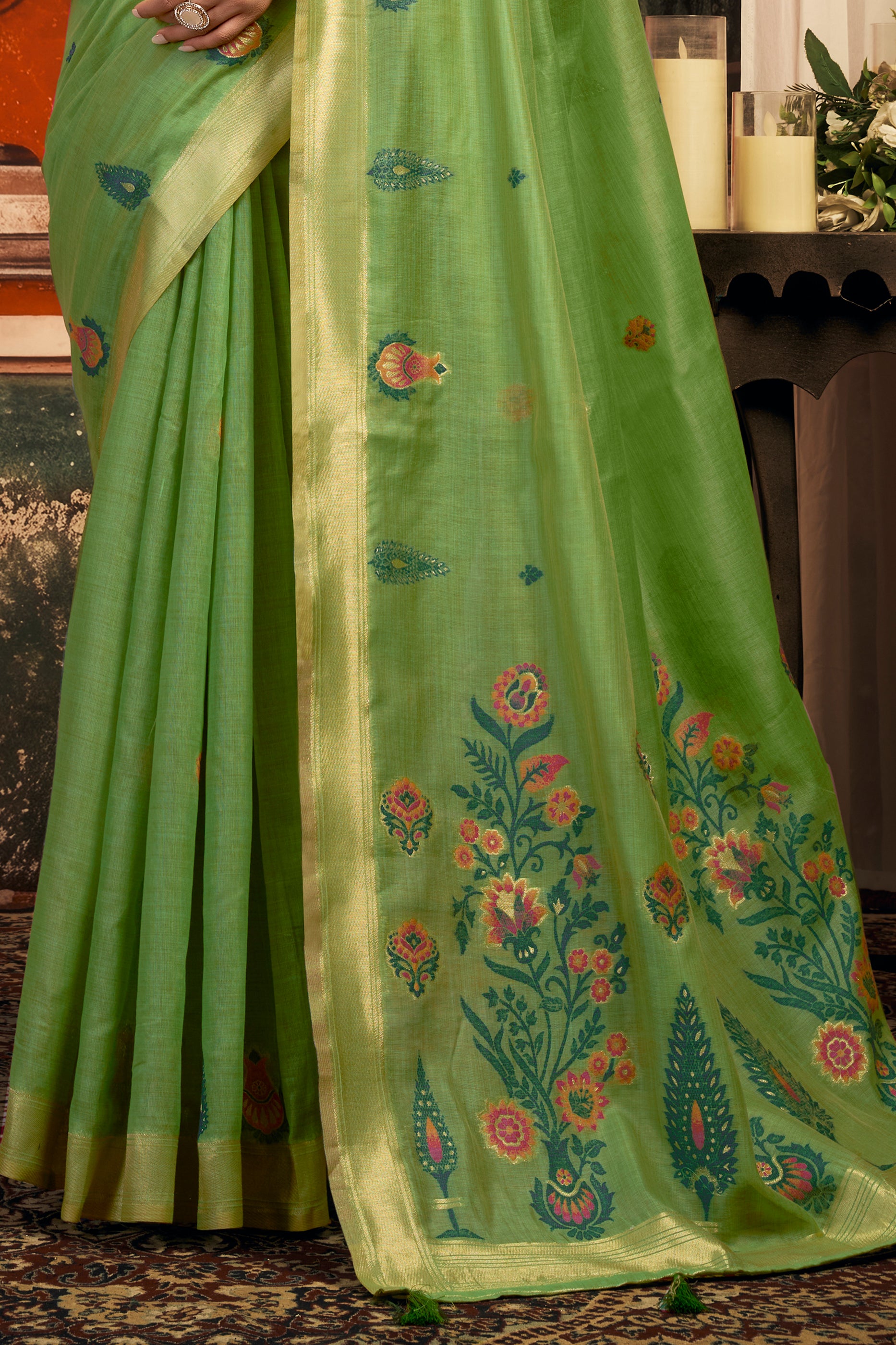 Green Woven Cotton Saree-SAR12747_5_SareeButa.com