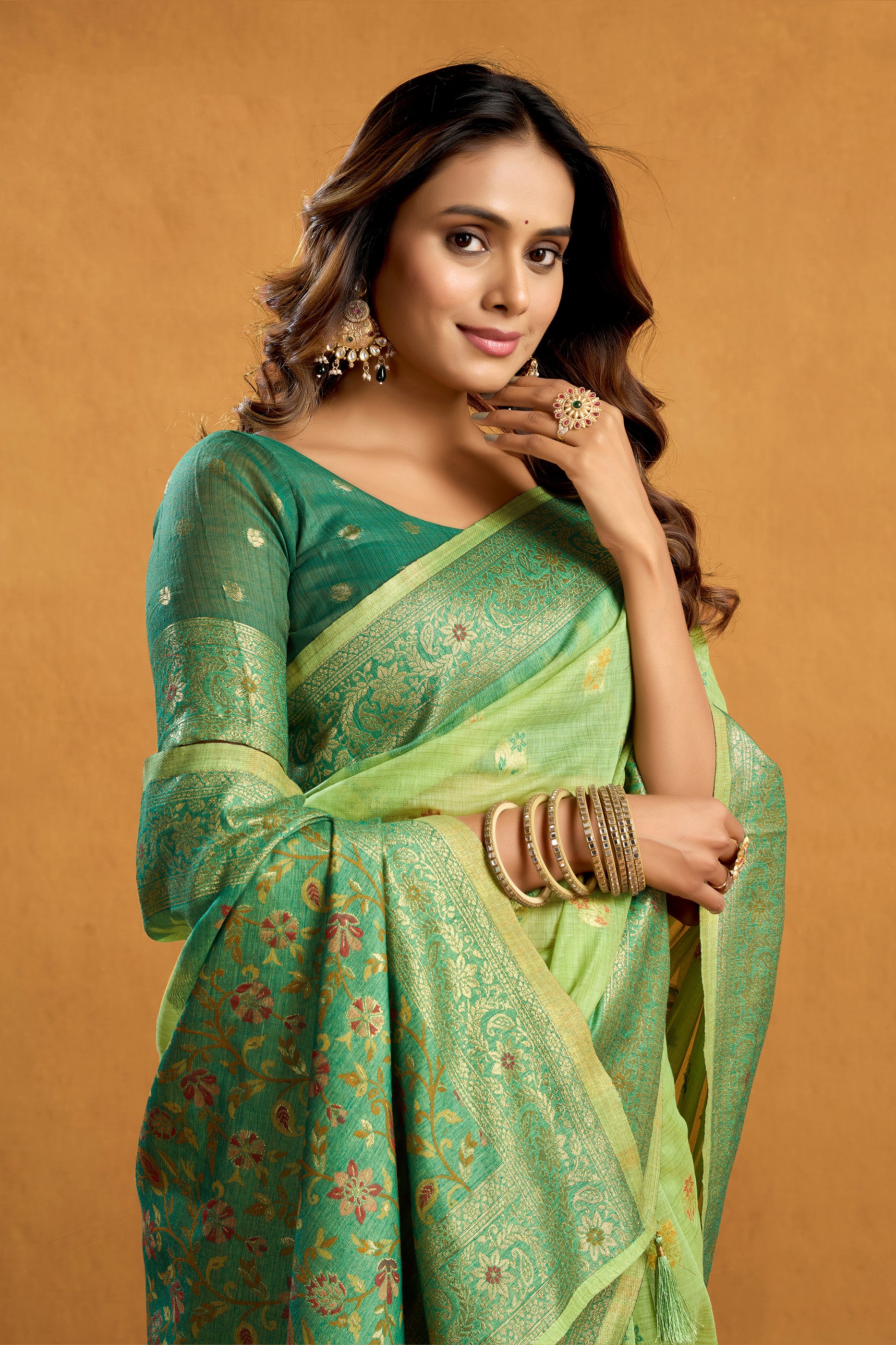Green Woven Cotton Silk Saree-SAR12609_2_SareeButa.com