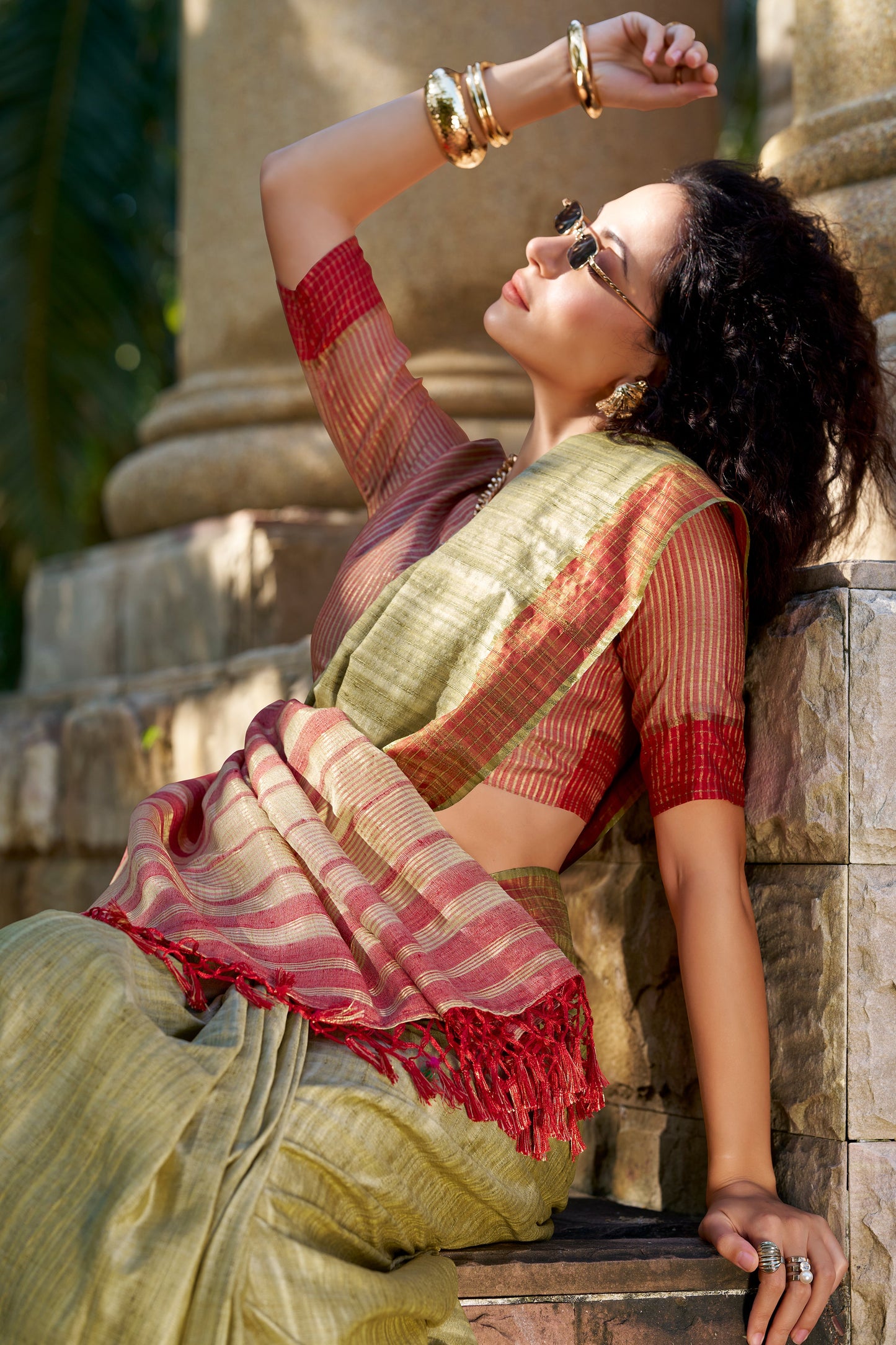 Green Woven Cotton Silk Saree-ZB134031_3_SareeButa.com
