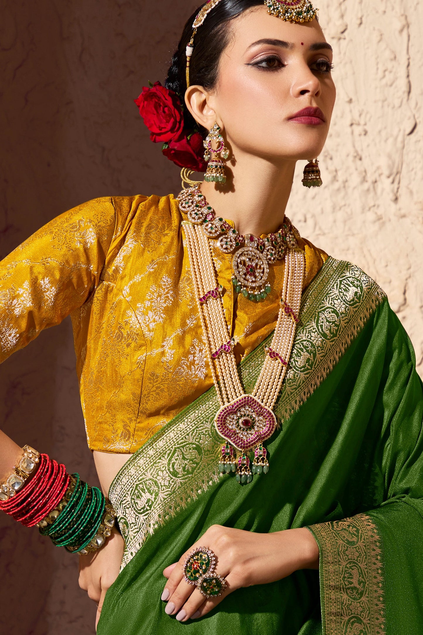 Green Woven Crepe Georgette Saree-SAR10994_2_SareeButa.com