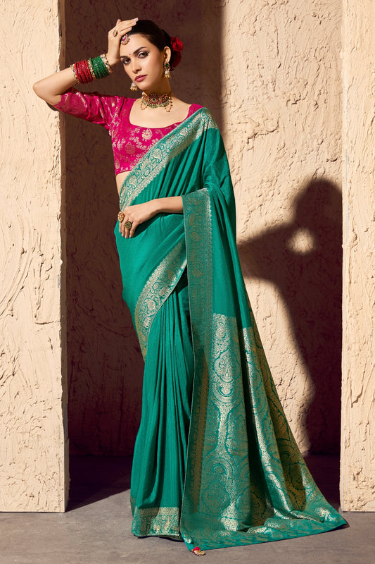 Green Woven Crepe Georgette Saree-SAR10998_1_SareeButa.com