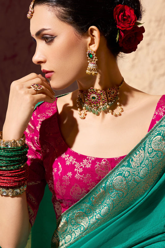 Green Woven Crepe Georgette Saree-SAR10998_2_SareeButa.com