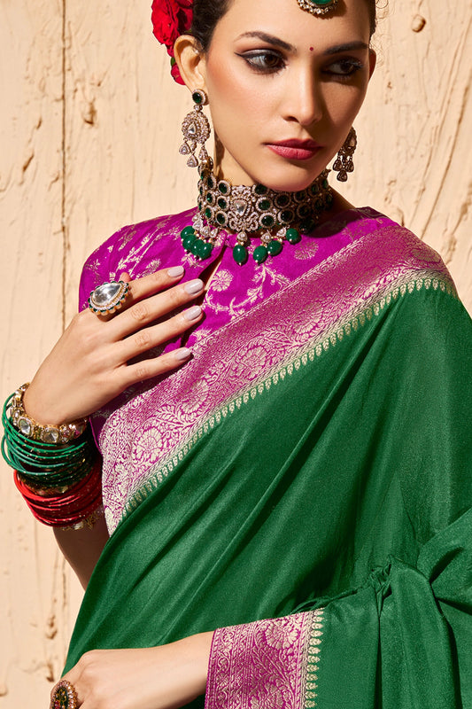 Green Woven Crepe Georgette Saree-SAR11002_2_SareeButa.com