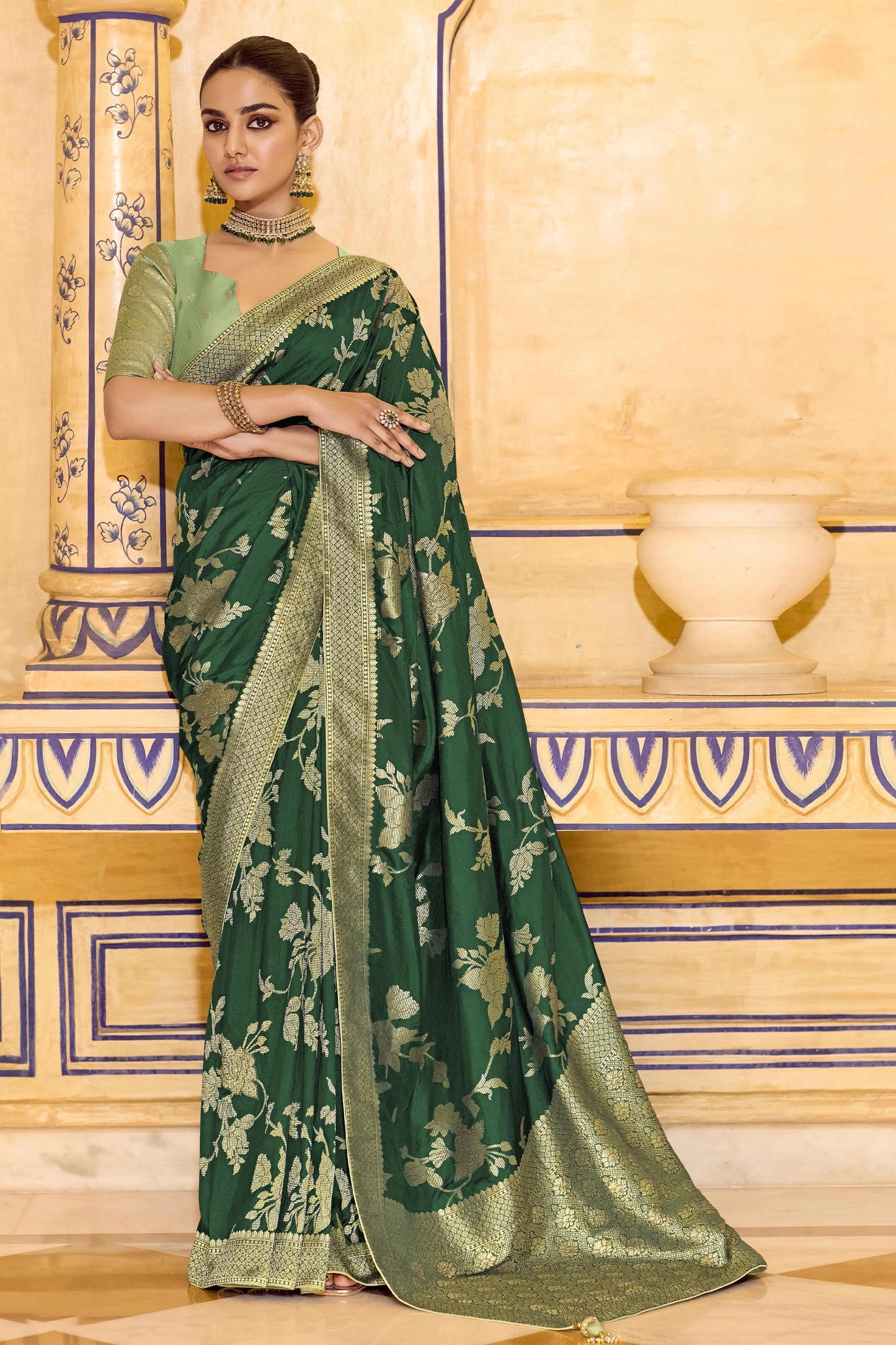 Green Woven Crepe Silk Saree-SAR11164_1_SareeButa.com