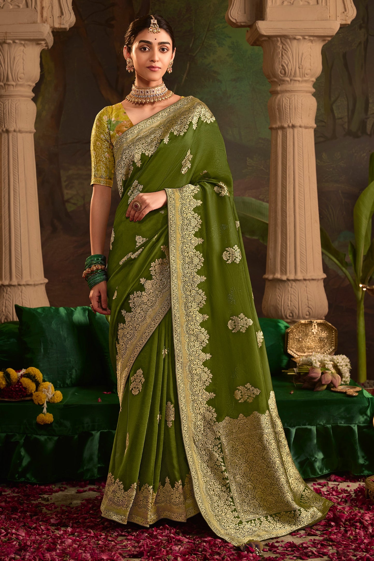 Green Woven Crepe Silk Saree-ZB133582_1_SareeButa.com