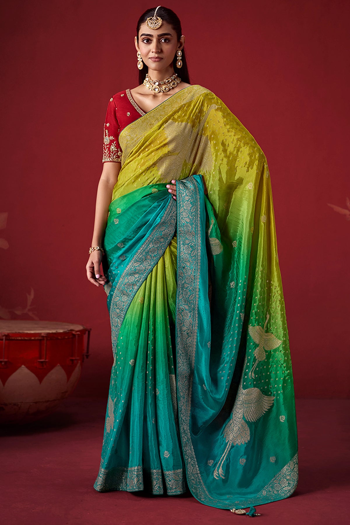 Green Woven Dola Crepe Silk Saree-SAR13414_1_SareeButa.com