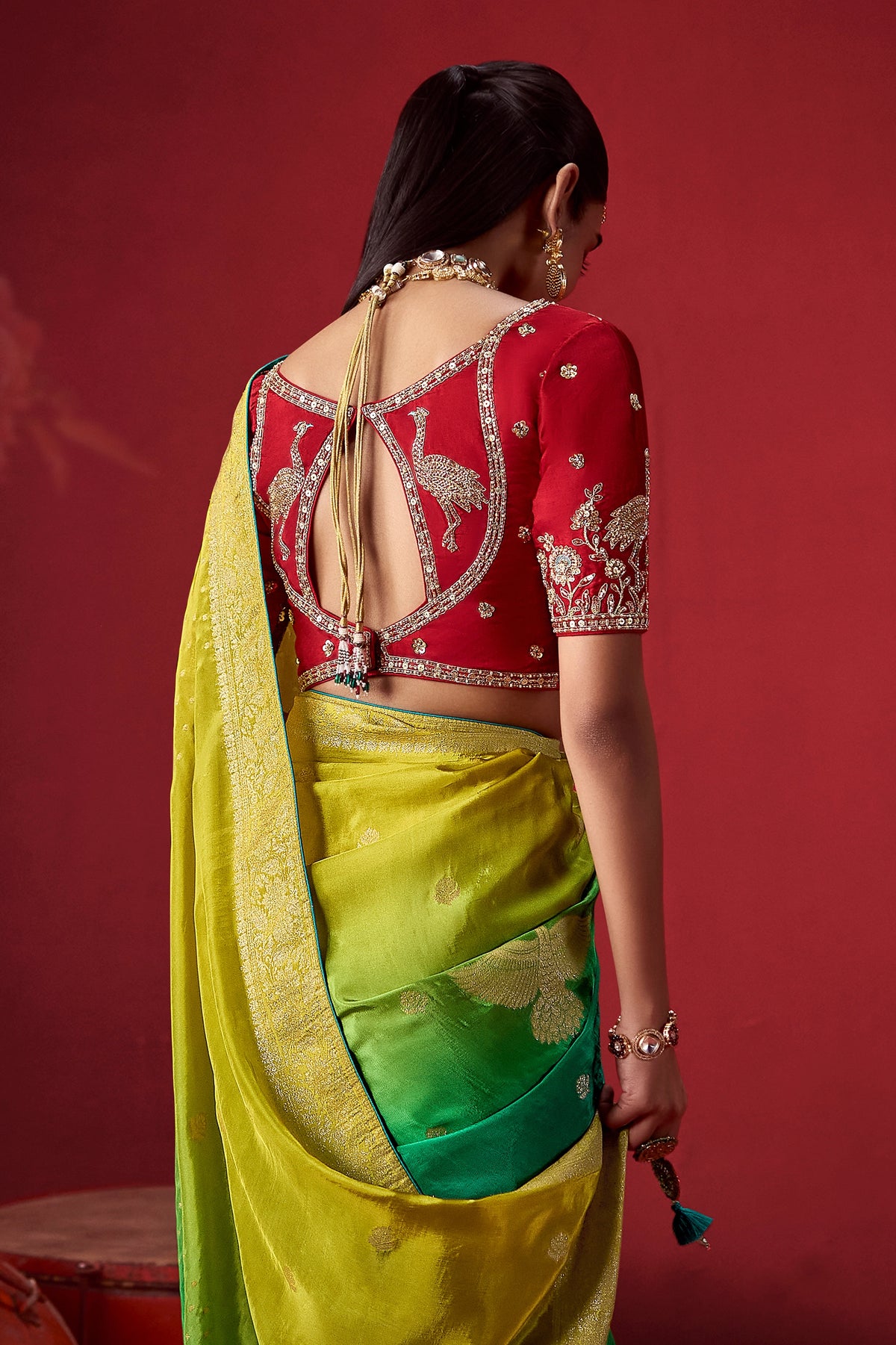 Green Woven Dola Crepe Silk Saree-SAR13414_4_SareeButa.com