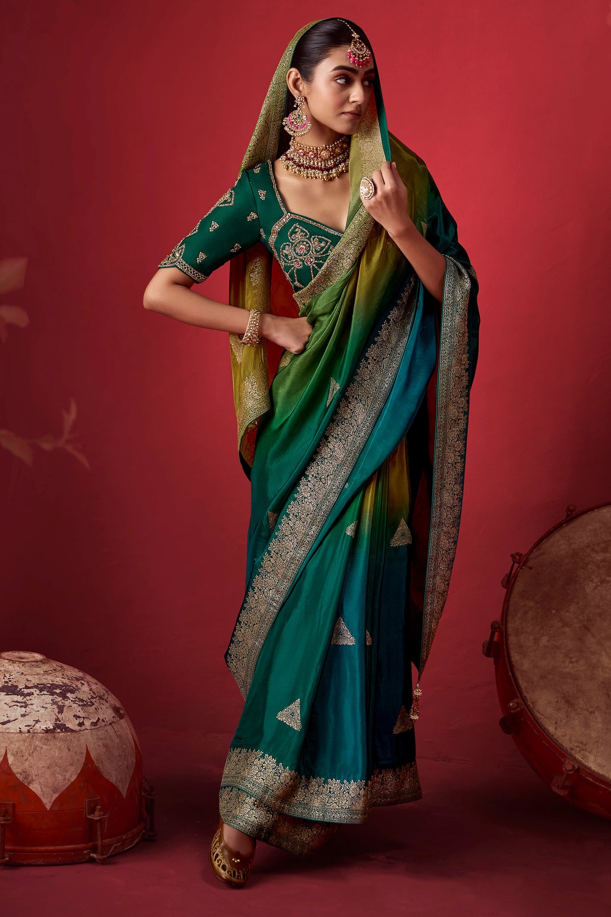 Green Woven Dola Crepe Silk Saree-SAR13419_4_SareeButa.com