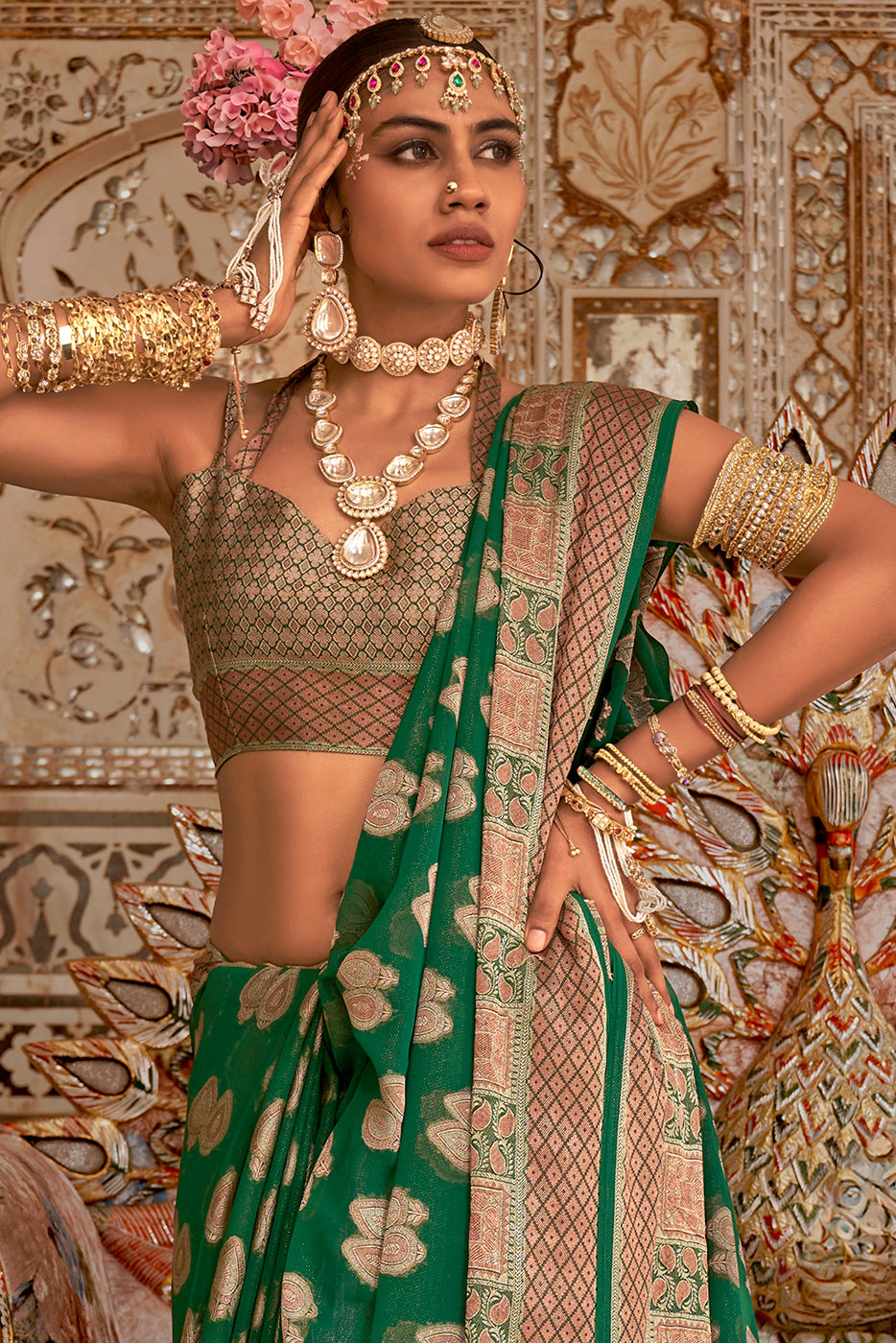 green-woven-georgette-saree-zb133506_3_Sareebuta.com