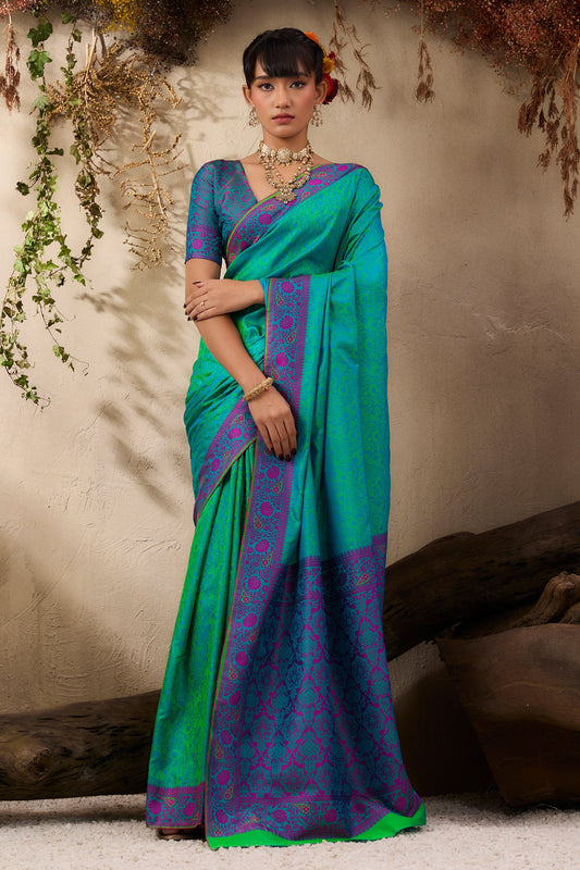 Green Woven Kanjivaram Silk Saree-SAR11182_1_SareeButa.com